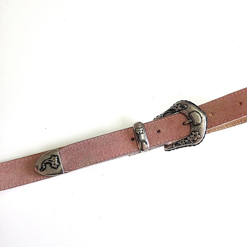Pink suede Western belt